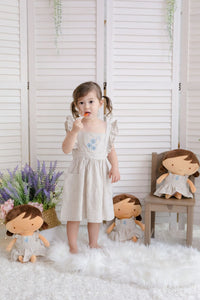 Dandelion Journey Flutter-sleeve Linen Dress