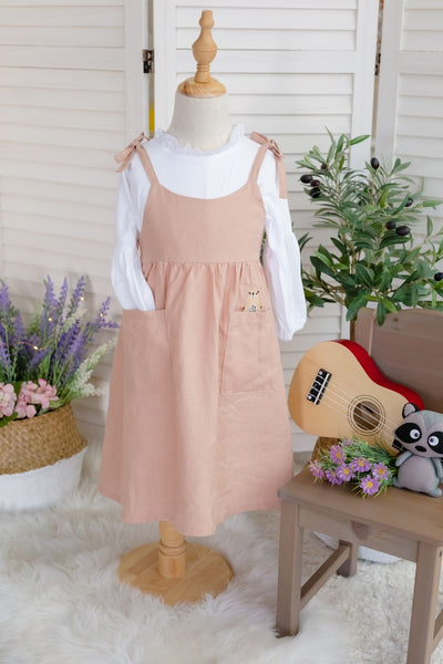 Beary Peekaboo Linen Dress with Pockets